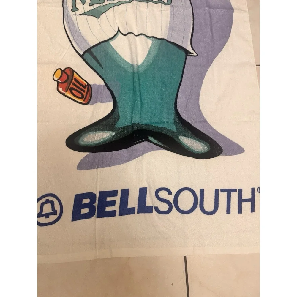 Vintage Florida Marlins Sun Sentinel Bell South Pool Towel Billy Marlin 90s #2